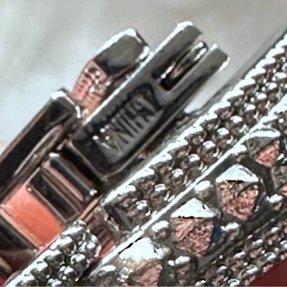 Vintage-Inspired Silver Crystal Bracelet Pave stones Panel Links 7-7.5 4343 - Picture 8 of 9